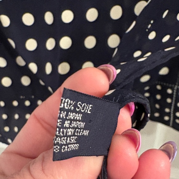 Vintage Ralph Lauren Navy & White Polka Dot Silk Scarf - Picture 5 of 11